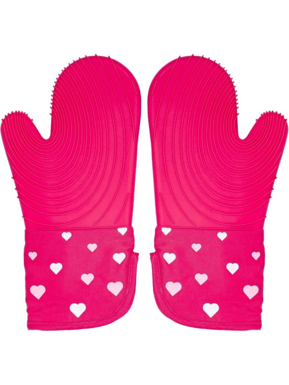 Chic Pink Oven Mitt Set with Heart Design, Heat Resistant Pot Holders, Non-Slip